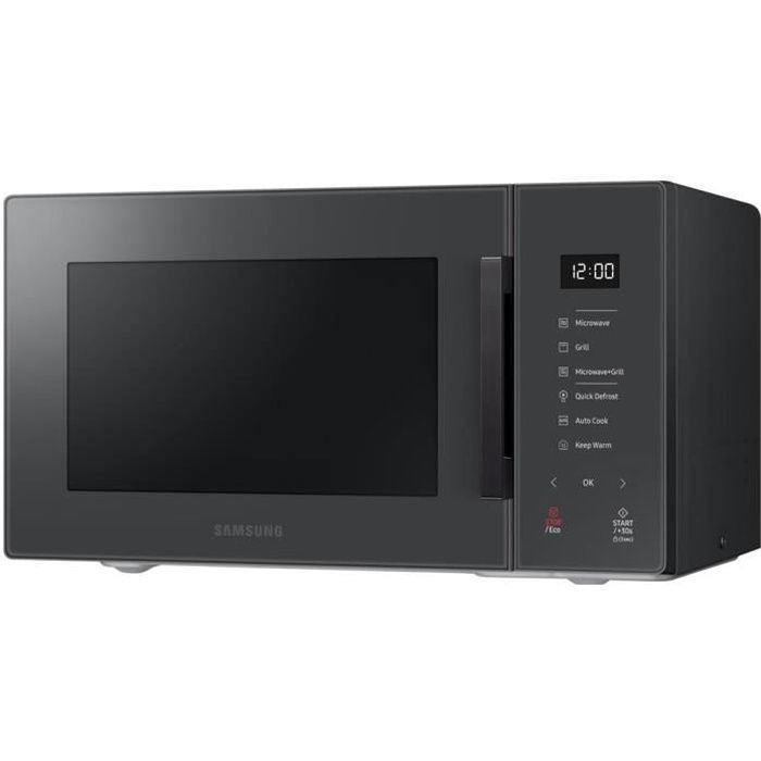 SAMSUNG Micro-ondes Verre Design MG23T5018G avec Gril et Capacité de Vapeur 23 Litres Puissance 1250 Watt Couleur Noire