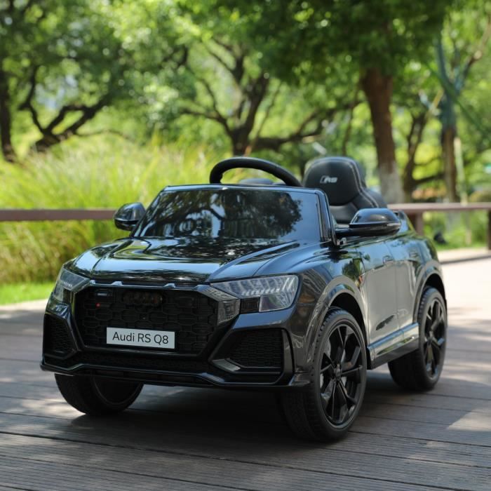 Audi RS Q8 Voiture électrique pour enfant avec MP3+télécommande 2.4G+Roue EVA 12V/35Wx2 Cadeau de Noël/Anniversaire, Noir