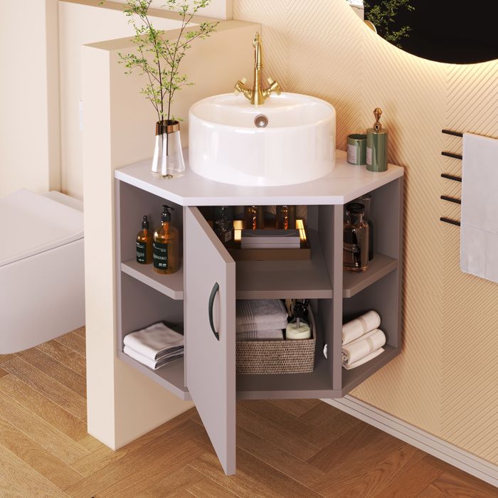 verslife meuble lavabo salle de bain, lavabo suspendu et meuble sous lavabo avec tiroirs,design modern-violet