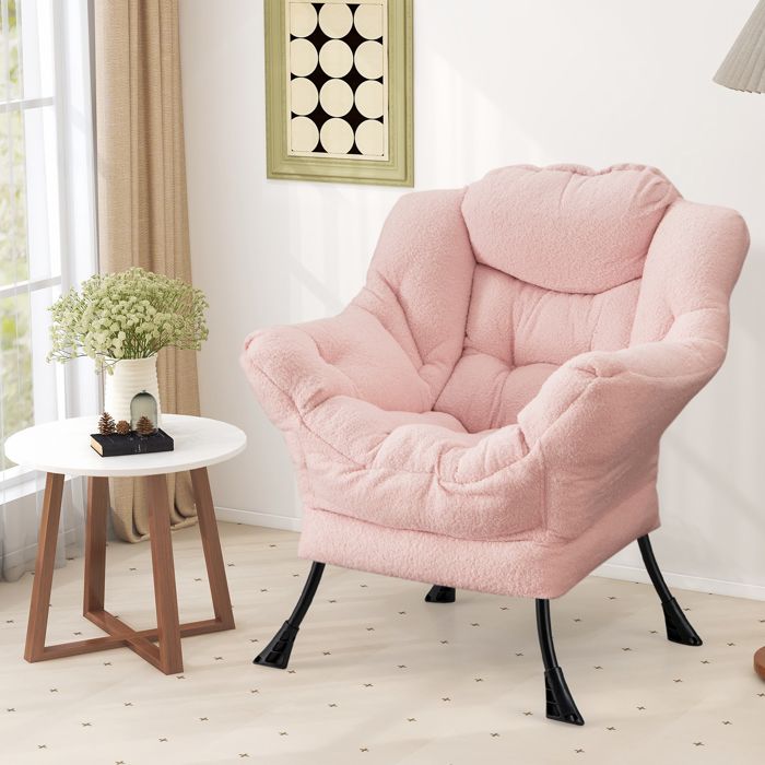 GIANTEX Fauteuil Relax avec Oreiller+ Poche Latérale- Fauteuil Rembourré Moderne- Cadre en Fer- pour Salon/Bureau/Chambre- Rosé GIANTEX Fauteuil Relax avec Oreiller+ Poche Latérale- Fauteuil Rembourré Moderne- Cadre en Fer- pour Salon/Bureau/Chambre- Rosé