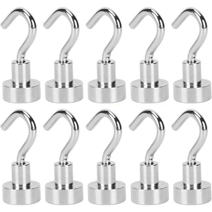 Crochets magnétiques - PZCC - Lot de 10 - Aimants néodyme puissants - Multi-usage (cuisine frigo bureau)