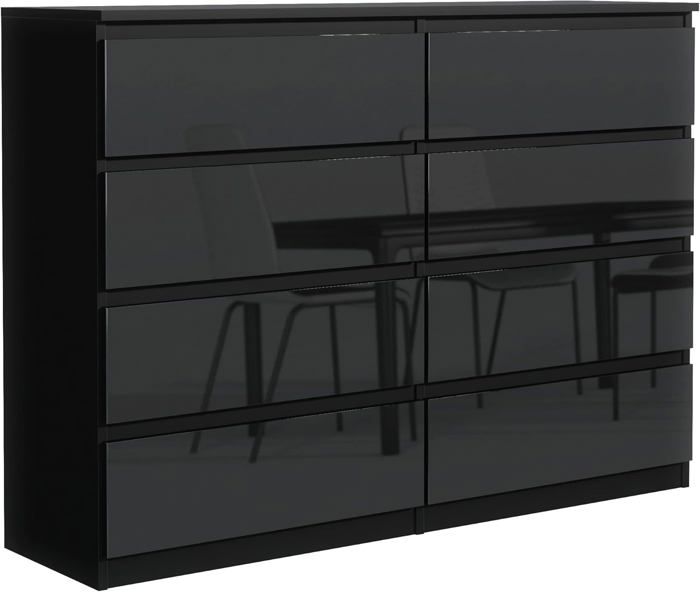 Meble Masztalerz Commode Noir Mat Avec 6 Tiroirs 120 Cm, Meuble Rangement, Commode Chambre H