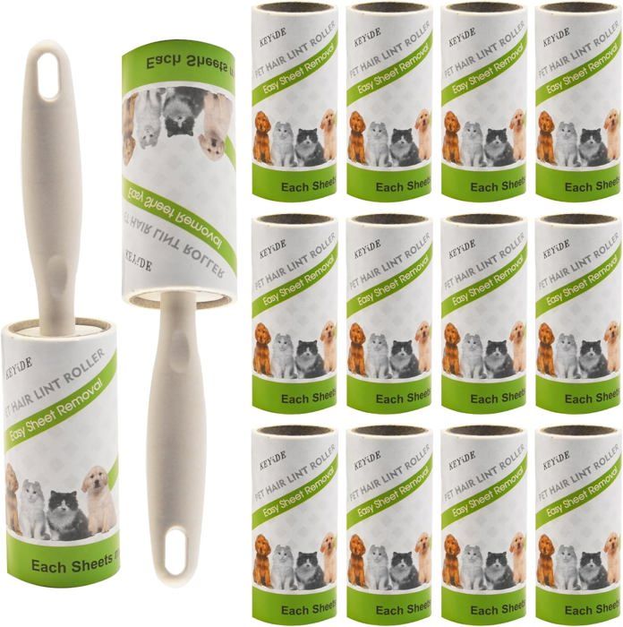 Meilleurs prix pour Rouleau Poils Animaux,Rouleau Adhesif Vetement,Pour Vêtements, Cheveux, Canapé, Lit, Poils De Chat Et Chien(14 Rouleau+2 Poignée)