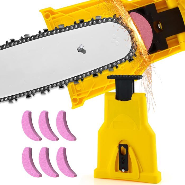 Affûteur De Chaîne De Tronçonneuse Avec 5 Pierres - Pour Guides 14 à 20 Pouces - Jaune