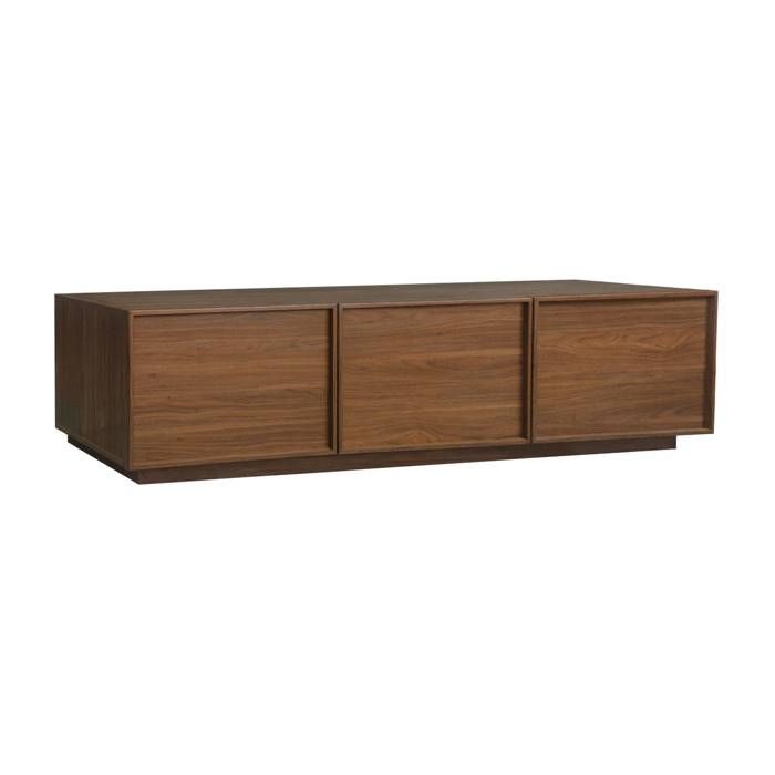 Meuble TV décor bois 3 portes noyer 180cm L 180 x P 43 x H 45cm - Kuba