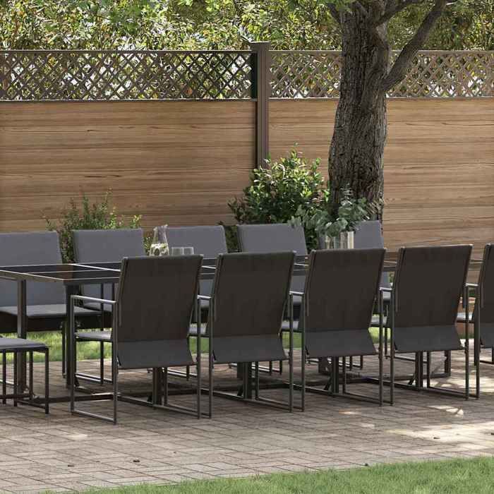 vidaXL Ensemble de salle à manger de jardin de 19 pièces avec coussins Acier et Rattan synthétique