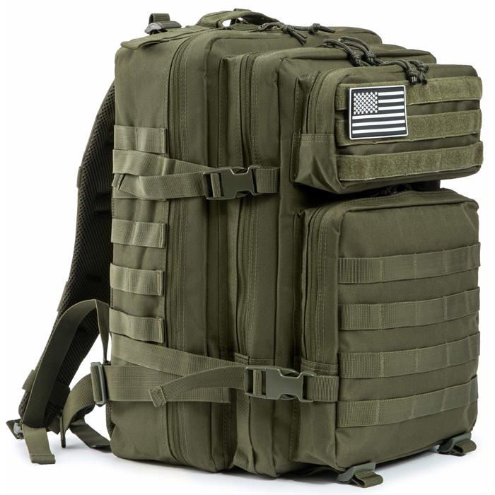Sac à dos Tactique Militaire - Maavoki - 45L - Polyvalent Imperméable - Ergonomique - Vert Militaire