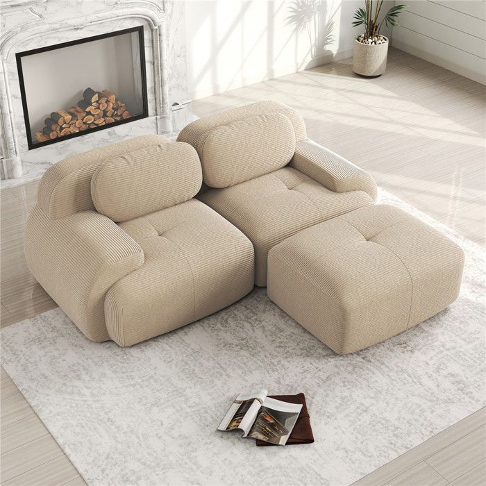 Canapé dangle convertible modulable 2-3 places avec coussins confortables chaise longue dossier multi-position velours