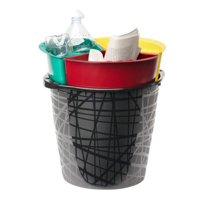 Poubelle de Tri 135L à 3 compartiments (3 × 45 L) - D 33 cm - Résine recyclée