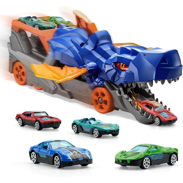 Ifundom Voiture Dinosaure Lumineuse – Jouet à Pile (AA Non Incluse) Compatible Avec Circuits De Course, ABS – Cadeau Enfant Pour Piste Ou Jeu De Rôle