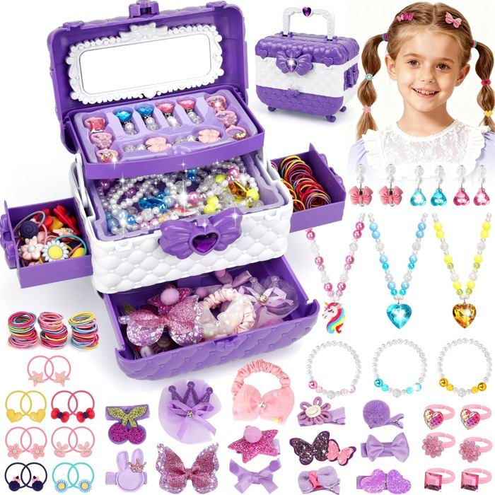 Set Bijoux Et Accessoires Cheveux Princesse Pour Filles 3-12 Ans - 152 Pièces - Cadeau Anniversaire Idéal