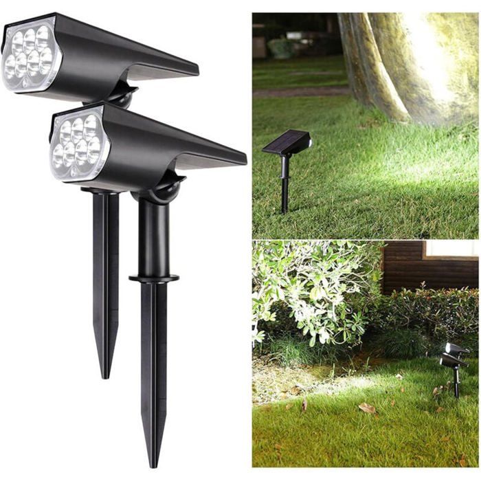 Projecteur solaire LED lampe de jardin solaire applique murale extérieure étanche IP65 pour jardin cour allée sentier (coule