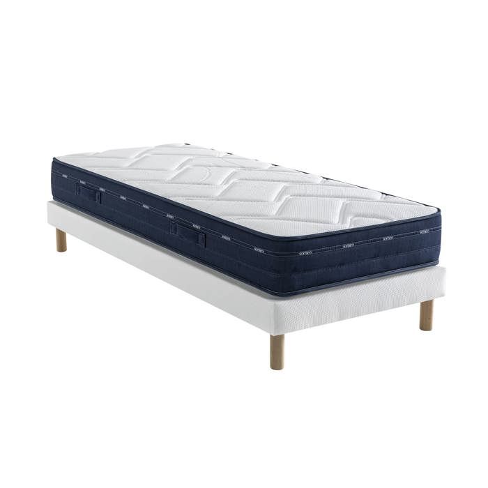 Ensemble matelas ressorts et mémoire de forme sommier Lune et pieds Rêve 500 - SOMEO 110x200 - Blanc - Garantie 7 ans - Someo Ensemble matelas ressorts et mémoire de forme sommier Lune et pieds Rêve 500 - SOMEO 110x200 - Blanc - Garantie 7 ans - Someo