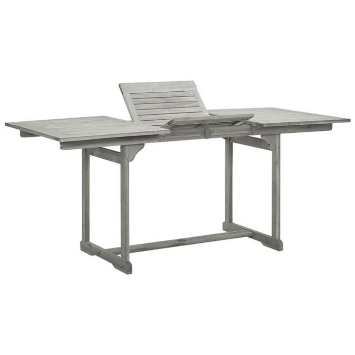 Table à dîner de jardin en bois dacacia - Happiness - Extensible - 120-170x80x75 cm - Gris - Trou pour parasol