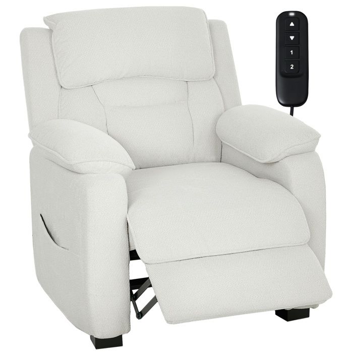 Fauteuil inclinable électrique - HOMCOM - port USB repose-pieds poches latérales télécommande - velours - 86x90x103cm - crème