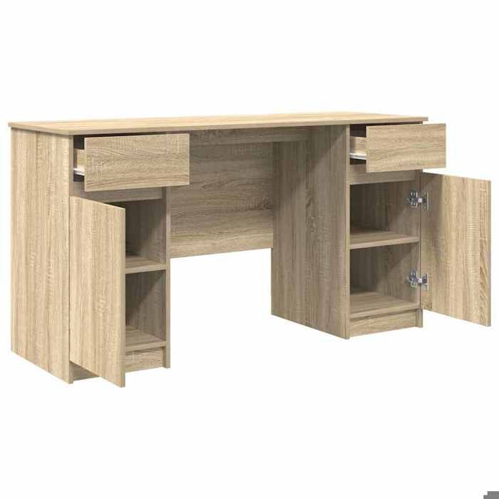 Bureau BURKE Beige Table à écrire - 1 PERSONNE - Chêne sonoma 140x49x76 cm - Bois dingénierie BB244