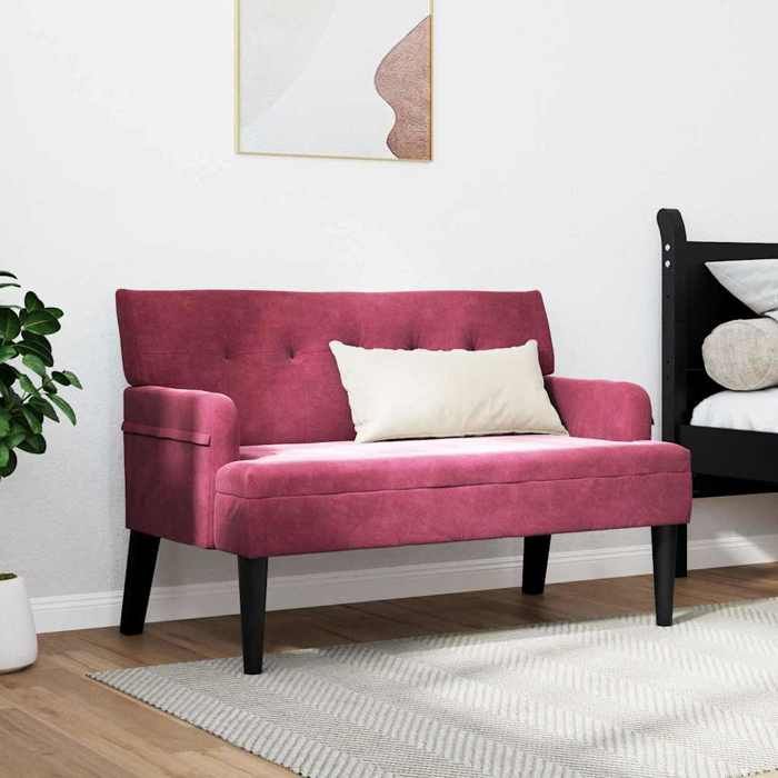 (SOLDES DEC)Banc/Banquette - Chaise de salon Chesterfield Bordeaux 112x65 5x75 cm Velours 01_3326779