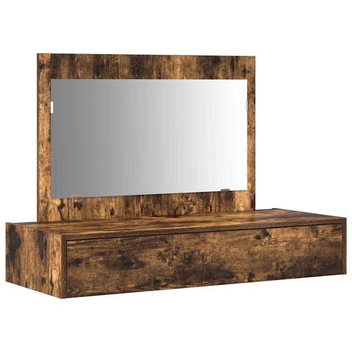 Coiffeuse murale moderne - vidaXL - 100x40x70 cm - Bois de chêne - Marron - Tiroir de rangement - Miroir intégré