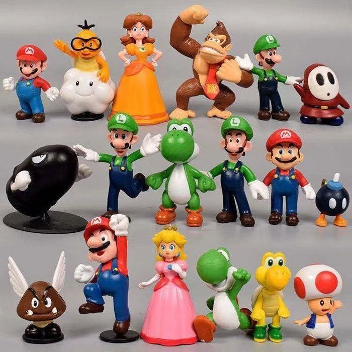 Réaliste Lot de 18 figurines de gâteau Super Mario Brothers - Ensemble de figurines daction Mario Brothers - Jouets Mario Bros