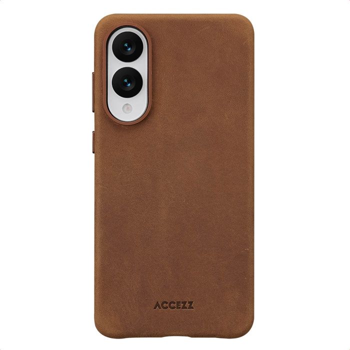 Coque adapté à Samsung Galaxy S25 Edge - Accezz Coque MagSafe en cuir vintage - Tabacco Cognac