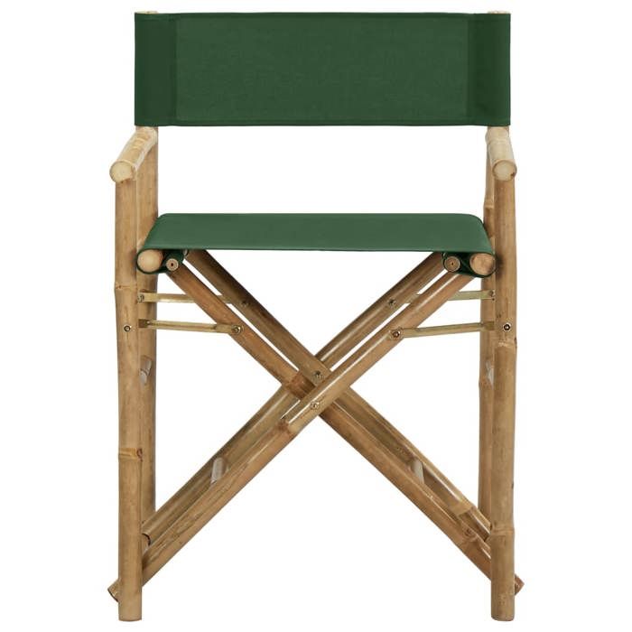 Chaises pliables de directeur 2 pièces Meuble de jardin protection UV Vert Bambou et tissu - (60x45x88 cm) 82tcN4