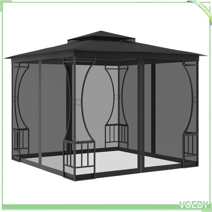 Tonnelle - FAFEICY - 48597 - 300x300x265 cm - Anthracite - Moustiquaire ventilée