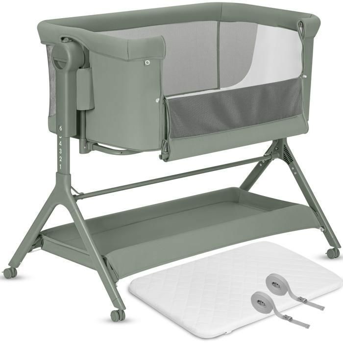 Lit bébé cododo 3en1 LIONELO Leonie Plus - Berceau - Réglable en hauteur et inclinaison - Matelas haute densité - Vert Lit bébé cododo 3en1 LIONELO Leonie Plus - Berceau - Réglable en hauteur et inclinaison - Matelas haute densité - Vert