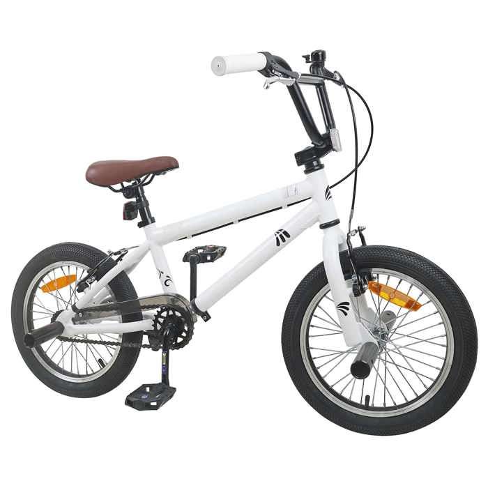 Bmx 18 pouces pour les enfants de 7 à 10 ans - vidaXL - acier - blanc - 123 x 51 x 78 cm - guidon et selle réglables 2082451