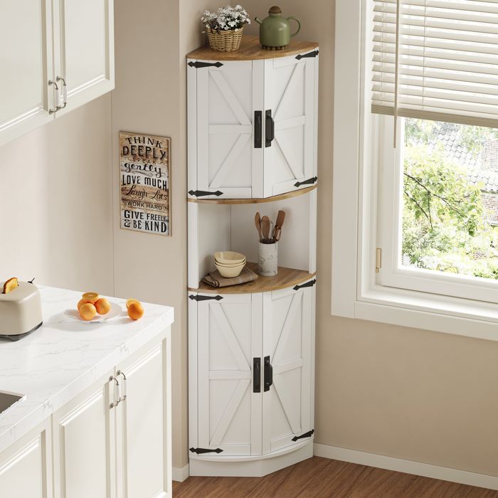 Buffet dangle 39.5x39.5x180 cm Blanc MDF avec 5 compartiments de rangement