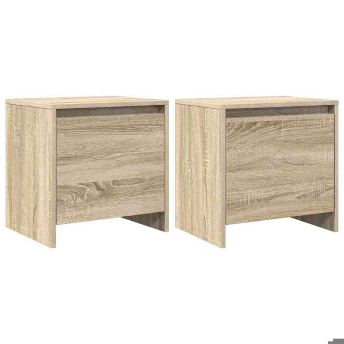 Chic Tables de chevet 2 pcs chêne sonoma bois dingénierie - Armoire de chambre &1_15786