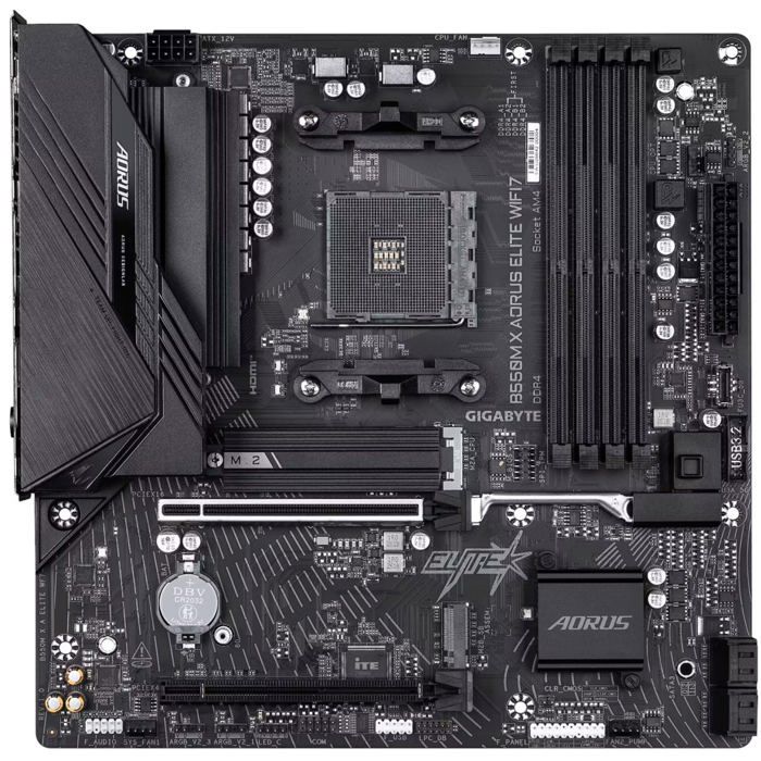 Gigabyte B550M X AORUS ELITE WIFI7 AMD B550 AM4 DDR4 Micro ATX WiFi 7 RGB - vue 3