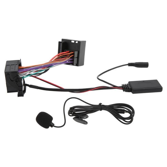 Qqmora Adaptateur AUX Bluetooth 5.0 1.5 M – Module Audio Voiture Avec Micro, Compatible BMW E60 E63 E64 E65 E66 E87, Appels & Musique Sans Fil