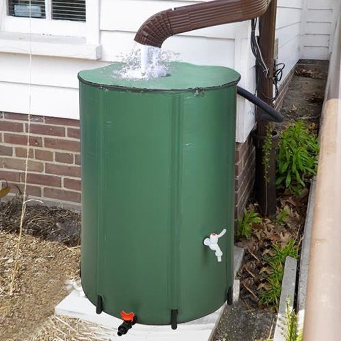 Récupérateur d'eau de pluie cuve pliant 380 l-Baril de Pluie Réservoir de Pluie Pratique Pliable-vert-70 x 98 cm