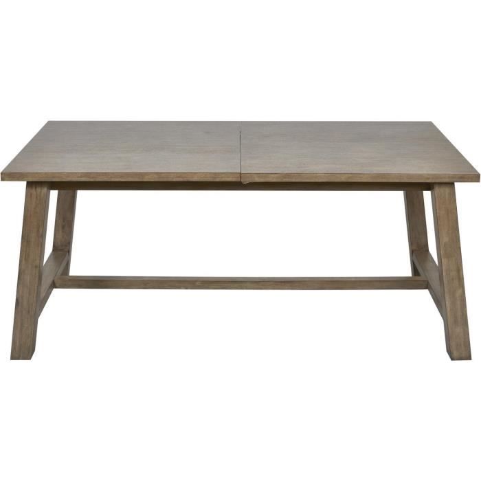 table de repas extensible - athm design - noemi - acacia massif - marron - 180 x 100 cm + rallonge 50 cm