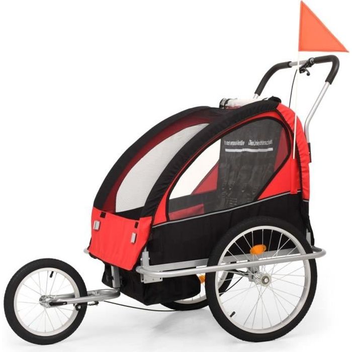 YAJIASHENG Remorque à vélo et poussette pour enfants 2-en-1 Rouge et noir -  Cdiscount Sport