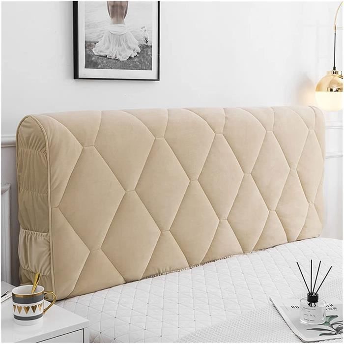 Housse Tête De Lit Extensible 160 Cm Motif Cactus Jaune Brun - Protection Microfibre 140-160 Cm - Facile à Installer