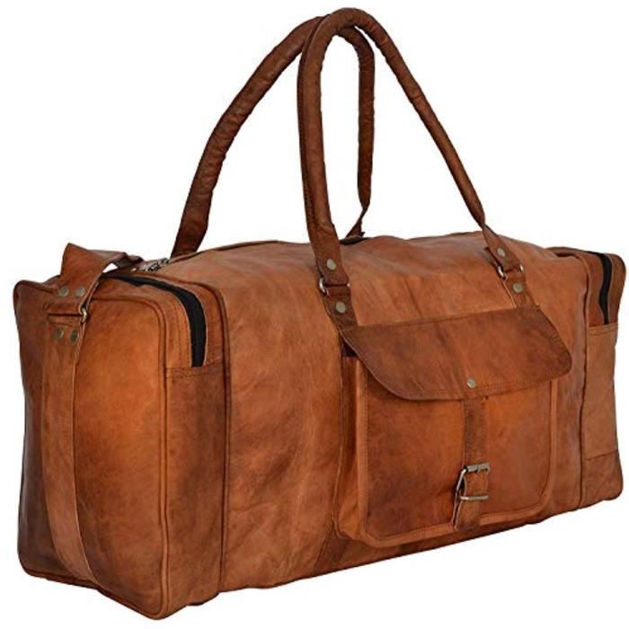 Sac De Voyage Z1LR7 Genuine Leather Duffel Travel Overnight