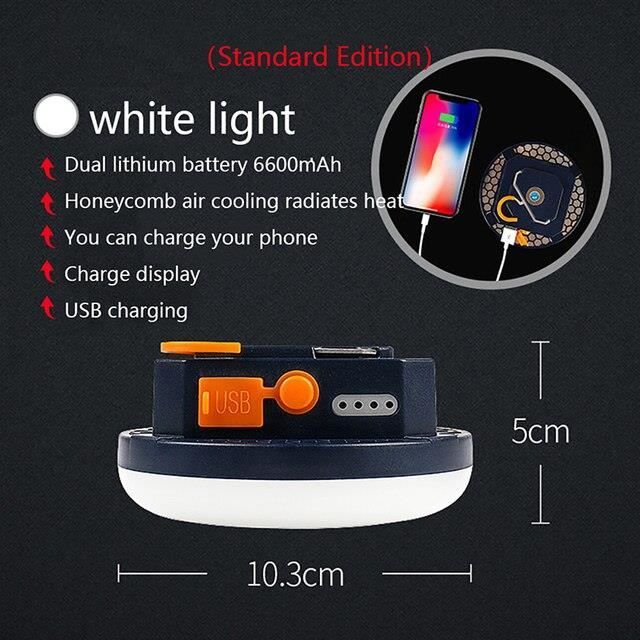 1 PCS - Blanc 6600mAh - Lampe de poche magnétique LED aste haute