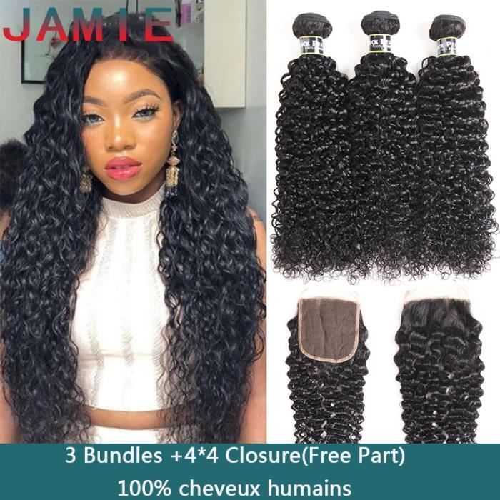 3 tissage bresilien avec closure Boucles 4*4 free part 8A 100g-p  (18\