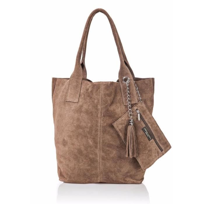 Grand Sac Cabas Pas Cher en Daim Femme LUCY Achat Vente