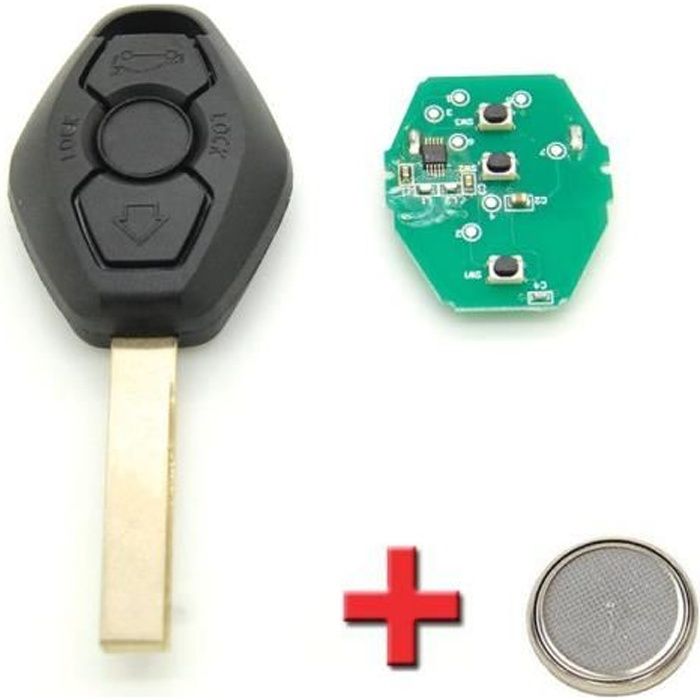 Clé à Programmation Compatible BMW 3/5/7/Z4 E36 E38 E39 E46 E53 E83 E85 E86 – 2 Boutons 434 MHz – Vierge à Programmer