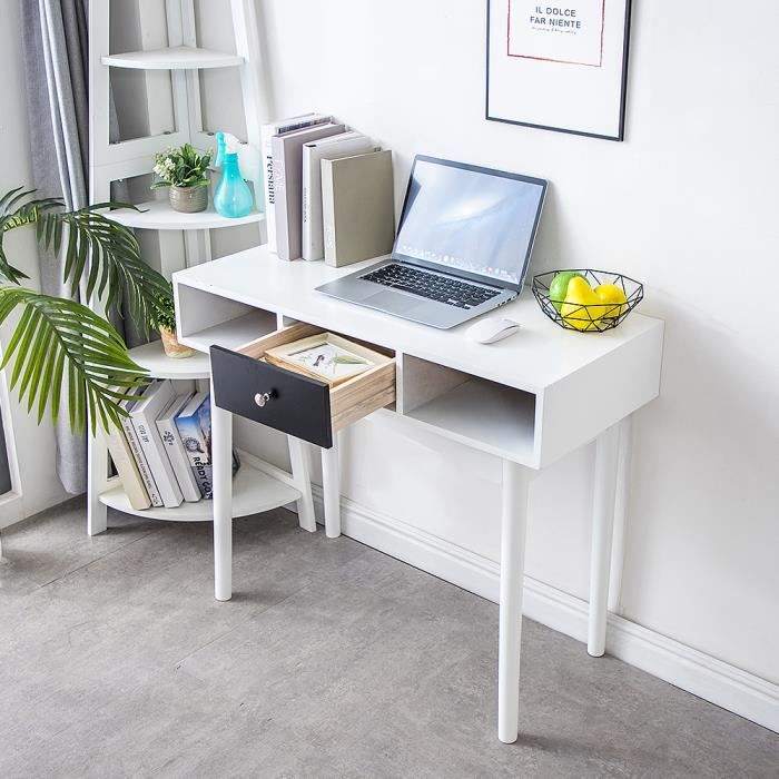 Bureau Avec 1 Tiroir Et 2 Niches Blanc Table De Console L 90 Cm Achat Vente Secretaire Bureau Avec 1 Tiroir Et 2 Soldes Sur Cdiscount Des Le 20 Janvier Cdiscount