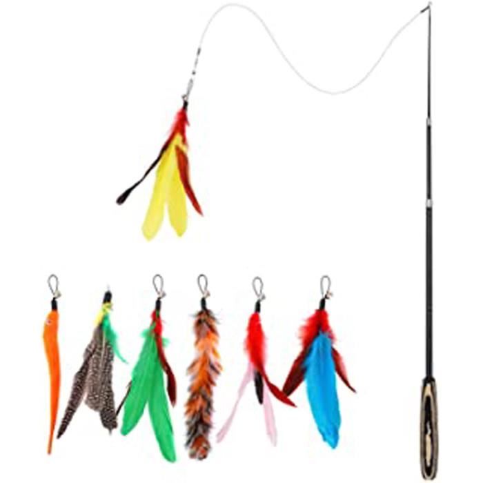 Pan Jouet A Plume Pour Chat Plumeau De Jeu Retractable Pour Chat Canne Avec Tige Et Clochette Jouet Plumeau Interactif Pour Cdiscount