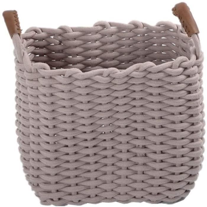 Panier Linge Bebe Sac Rangement Jouet Sac De Rangement Portable Pour Jouets Panier Tresse En Corde De Coton Poignee En Pu A Cdiscount Maison