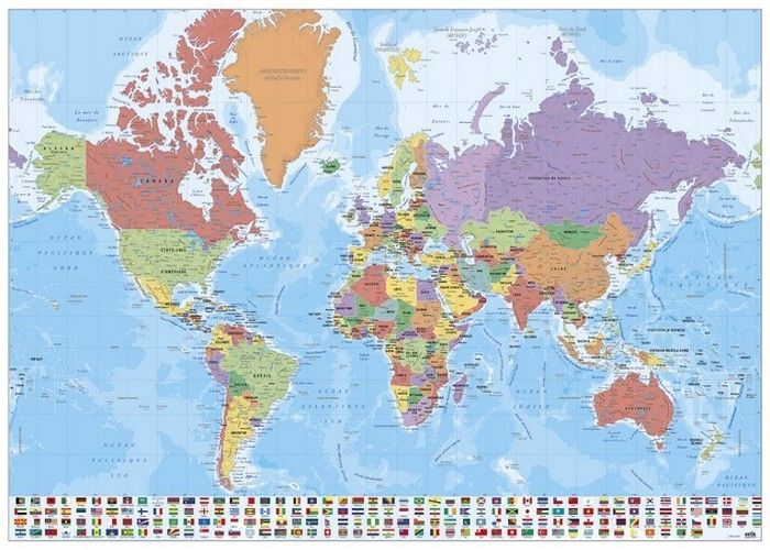 Poster Carte Du Monde XXL - 61 x 91,5cm