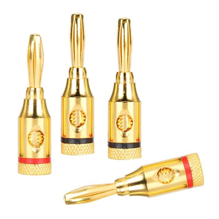 4 Pièces Nakamichi Fiche Banane Angle Droit 90 Degrés 4mm Plaqué Or - Foto 5