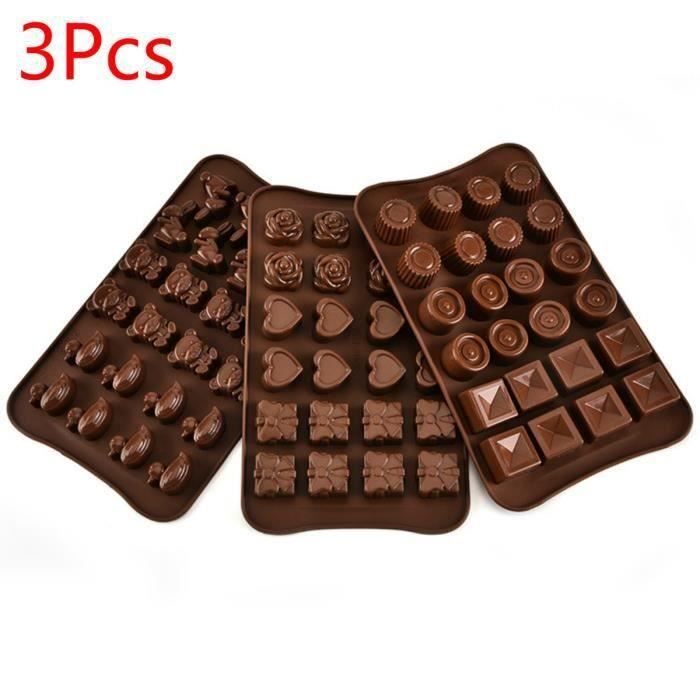 4 Pièces Moulle à Chocolat Silicone, Moules à Chocolat, Silicone Moules