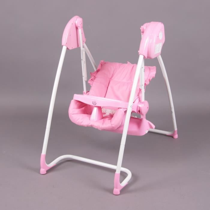 2in1 Chaise haute + Balancelle électrique rose Homey