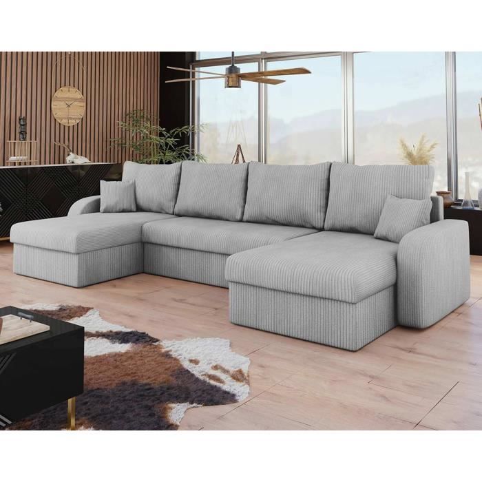 Canapé d'angle 7 places Gris Velours Moderne Confort Promotion