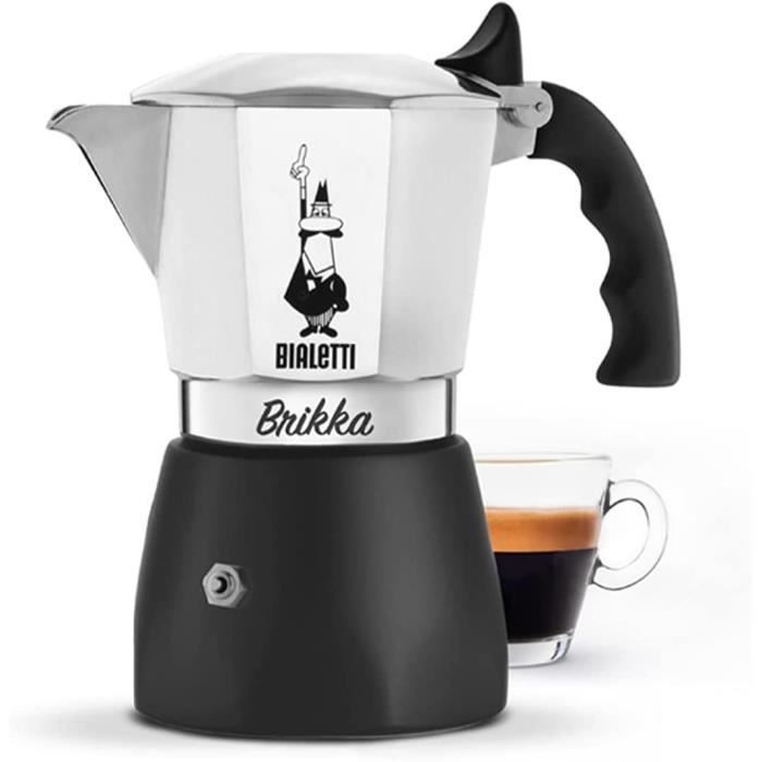 Bialetti Cafetiere New Brikka 4 tasses (170 ml), Espresso cremeux comme au Bar, Ne convient pas aux plaques a induction, Tass